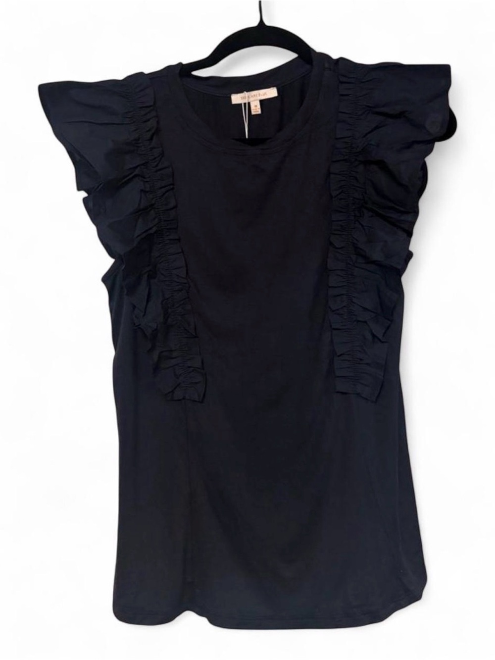 Skies Are Blue Black Ruffle Sleeve Tank Top
